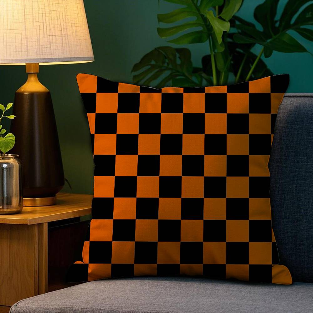 Black White Checkerboard Pillow Case Plush Fabric Soft Double Sided Print Sofa Cushion Cover Throw Pillow Covers