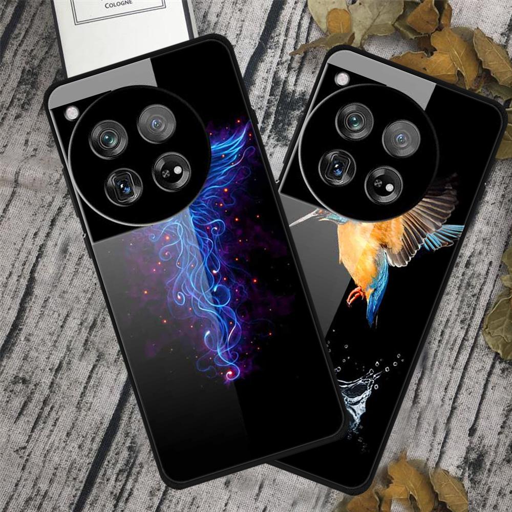 Für OnePlus 12 5G Hülle Musterdruck PC+Gehärtetes Glas+TPU Handy-Rückseite