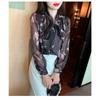 Gentle French Bow Top Women's Long Sleeved Floral Chiffon Shirt New Chic and Stylish Small Shirt