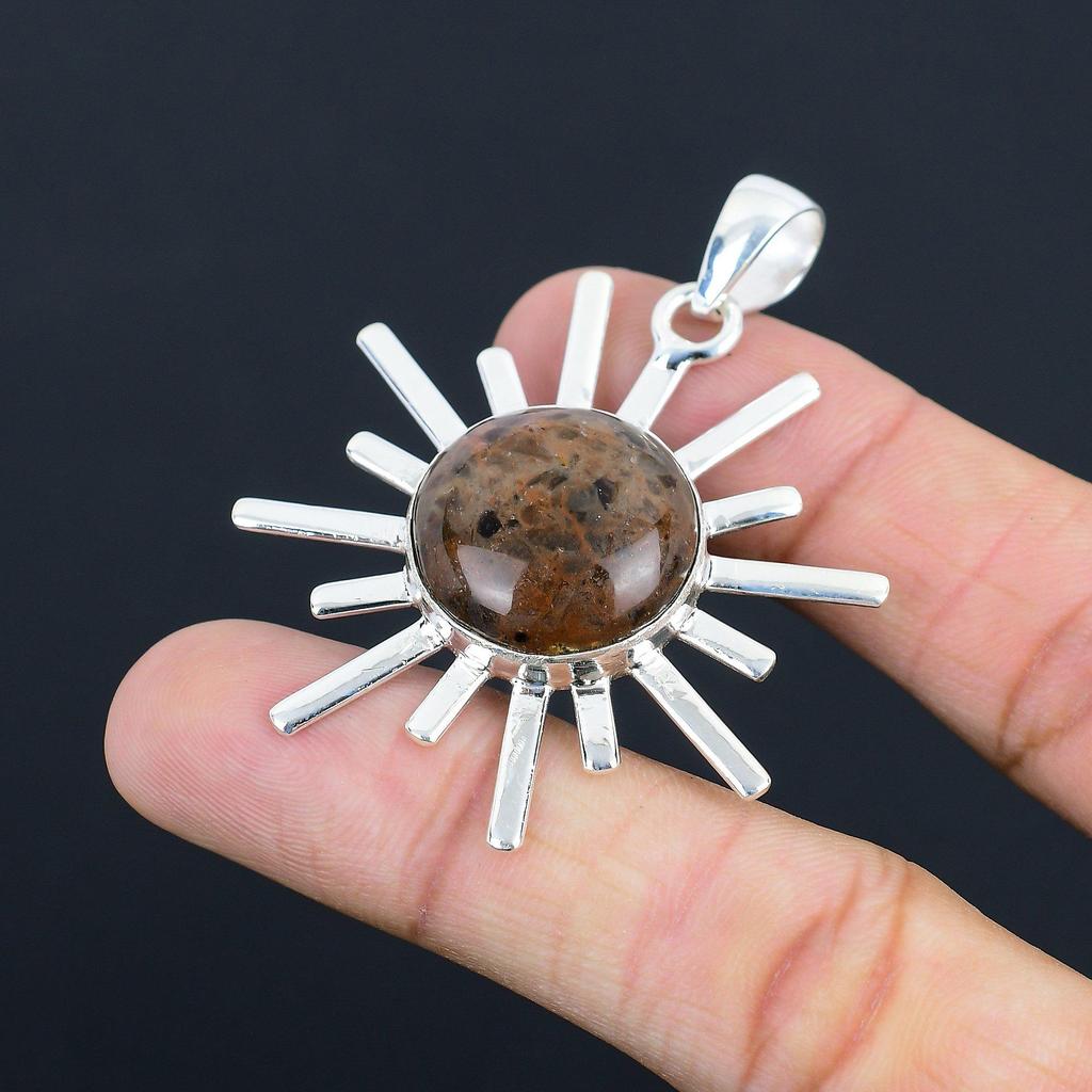 Gila Monster Stone 925 Sterling Silver Handmade Daughter Wedding Pendant Jewelry