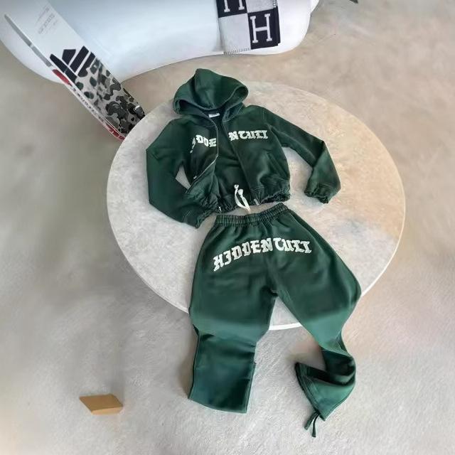 Y2K Hooded Sweatshirt and Slim Fit Pants Set - Streetwear Cropped Hoodie Tracksuit for Women, Trendy 2 Piece Outfit