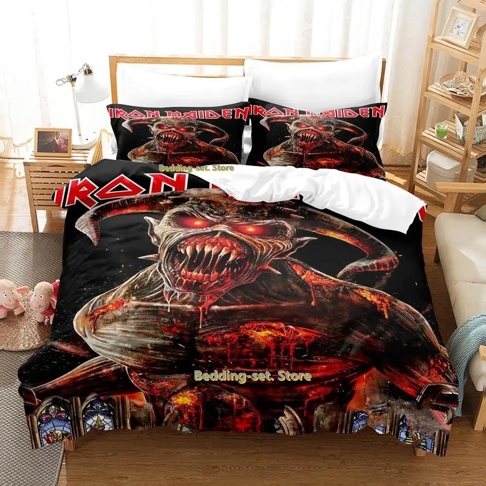 New Hip Hop Maiden Heavy Metal Bedding Set Cartoon Anime Three-piece Set Adult Kid Bedroom Duvetcover Sets Queen Bedding Set