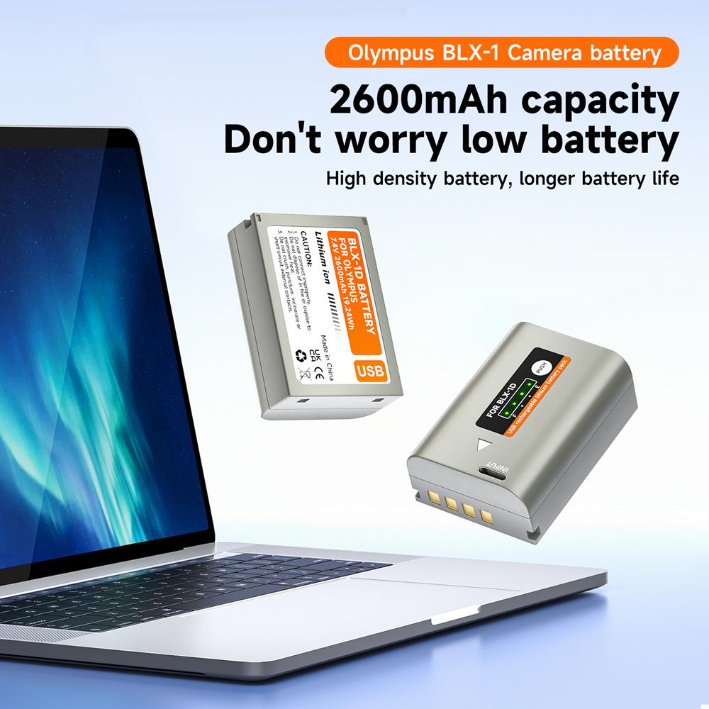 Batterie d'appareil photo 2600mAh BLX-1 BLX1 pour appareil photo sans miroir Olympus OM SYSTEM OM-1/0M1/0M-1