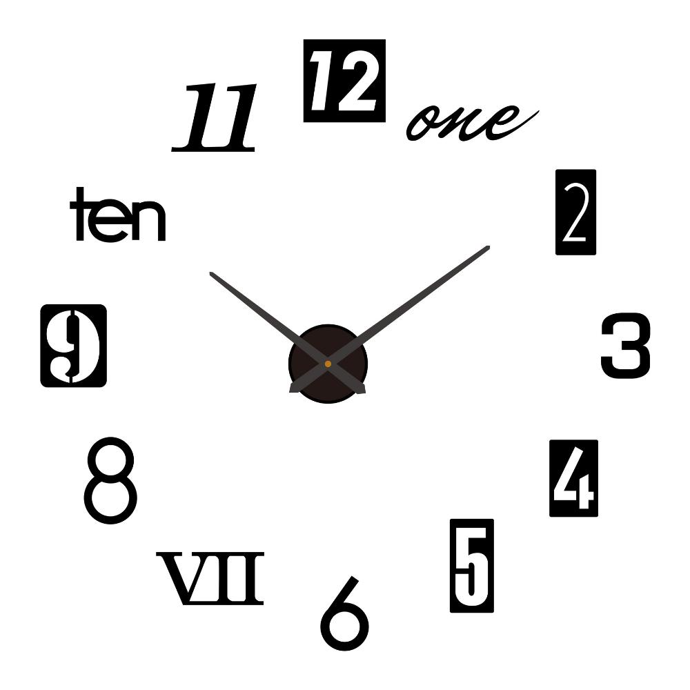 Modern Design Large Wall Clock 3D DIY Quartz Clocks Watches Acrylic Mirror Stickers Living Room Home Decor Horloge