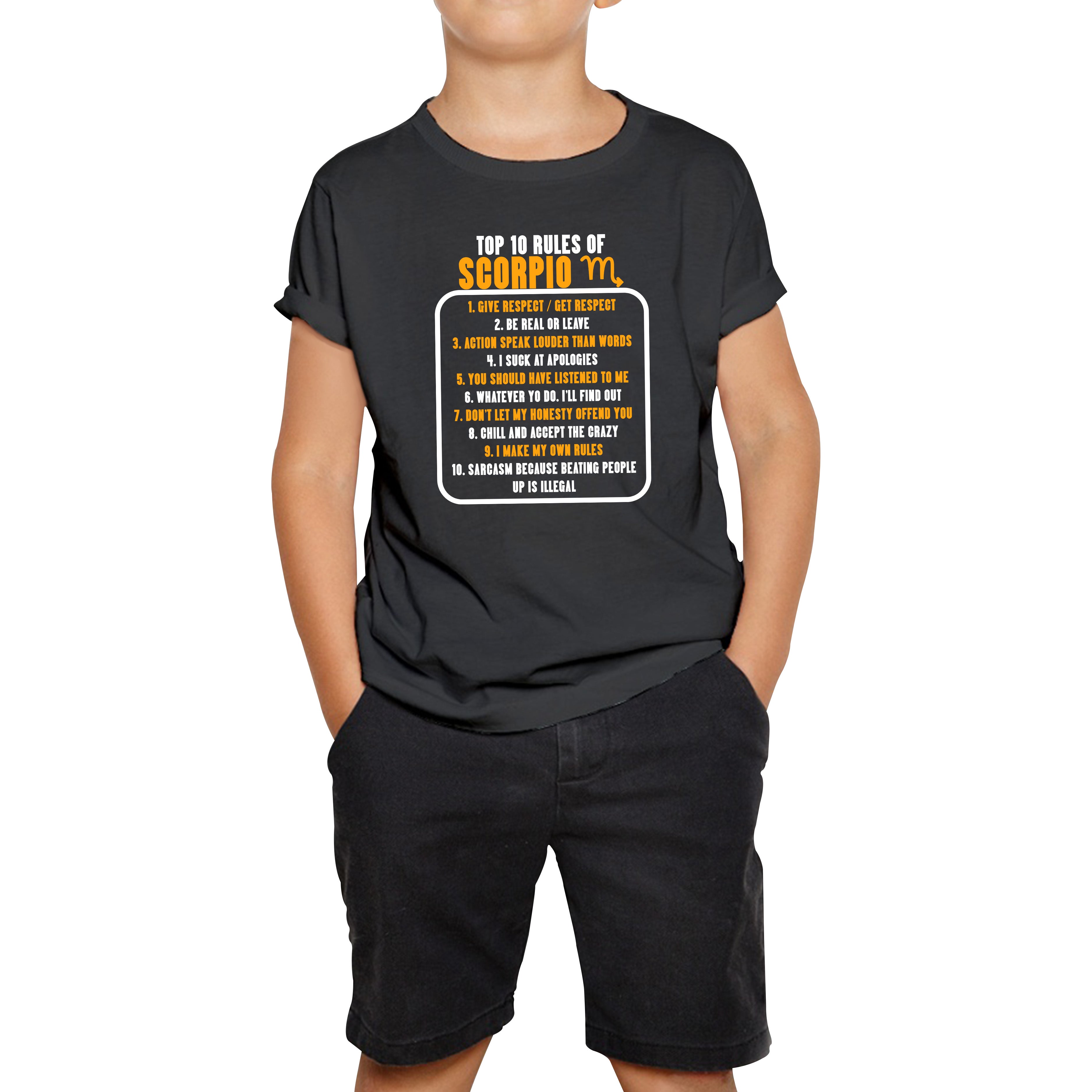 

Top 10 Rules Of Scorpio Horoscope Zodiac Astrological Sign Facts Traits Give Respect Get Respect Birthday Present Kids Tee 120