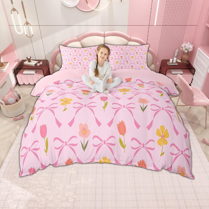 

Comforter Homewish Cute Floral For Girls Groovy Flower Bedding Set Spring Garden Blossoms Bed Set Comforter (quilt)-EU Single(135*200cm)3pcs