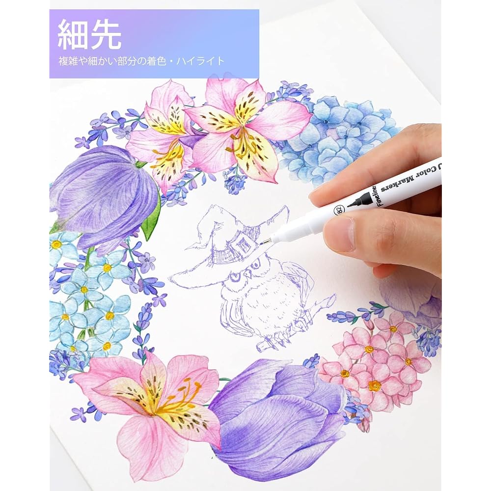 Ohuhu Illustration Pens, 60 Colors, Ultra Fine Art Marker Pens, Water-based Pens, Watercolor Pens...