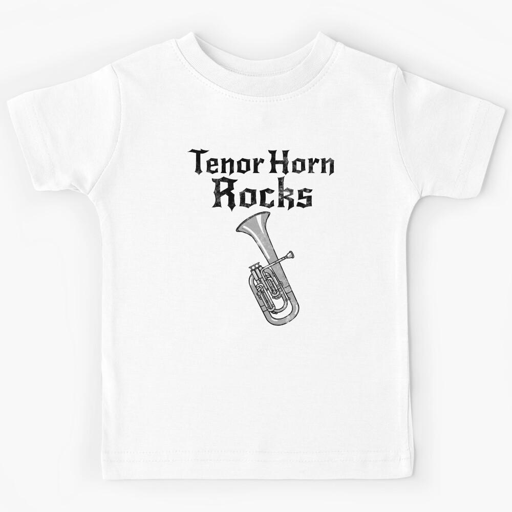 Tenor Horn Rocks, Hornist Heavy Rock Brass Musician Kids T-Shirt 110