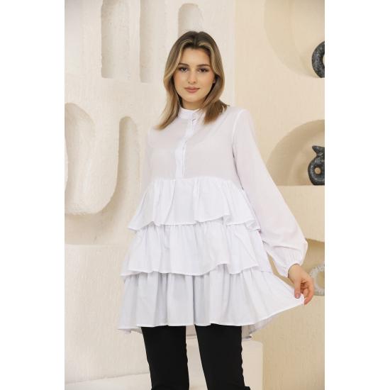 Women's Layered Sleeves Elastic Buttoned Tunic