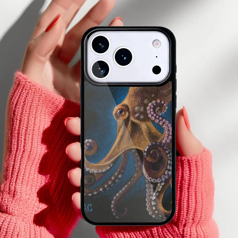 Marine Life Ocean Octopus Print Phone Case for iPhone 17 16 15 14 13 Pro Max Back Cover for 12 11 Pro Coque