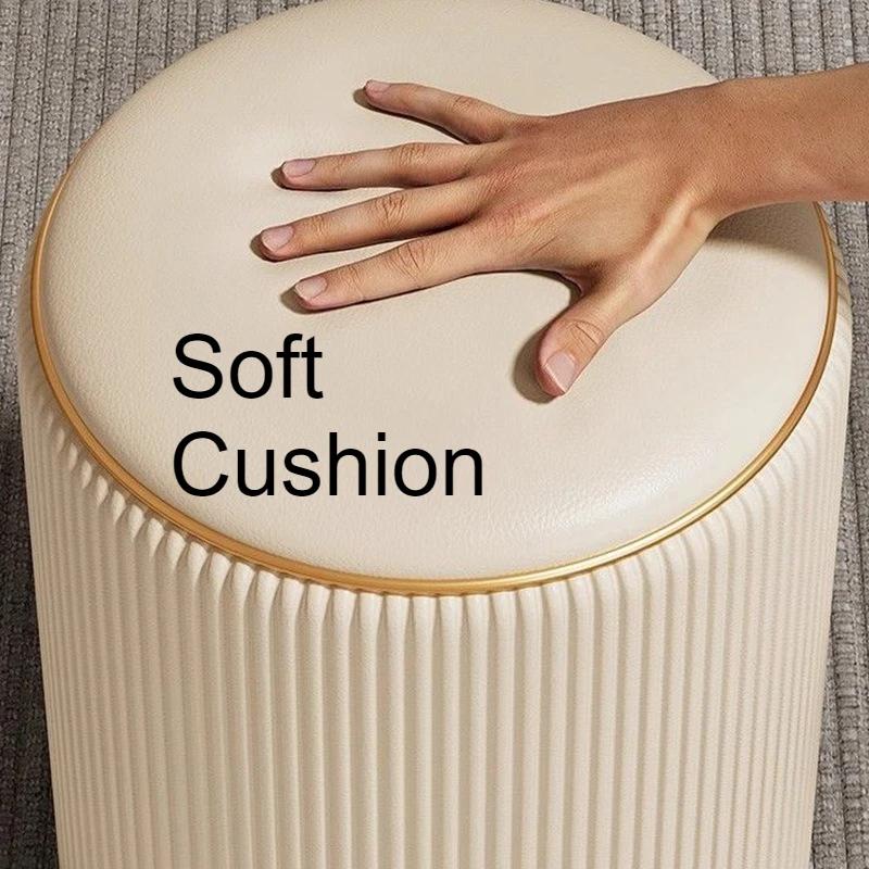 Storage Stool Low Round Modern Makeup Stools Aesthetic Comfortable Single Person Soft Chair Home Living Room Bedroom Furniture