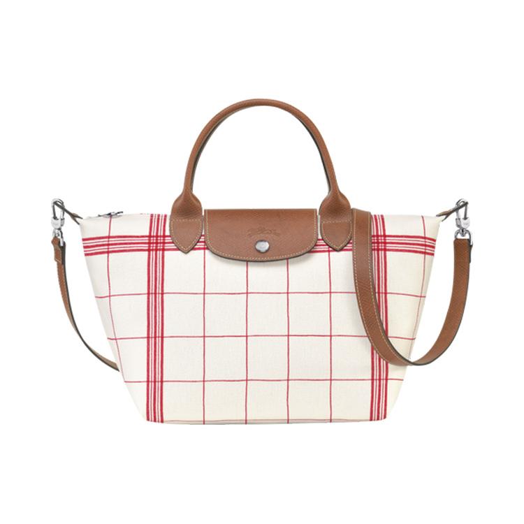 New LONGCHAMP Le Pliage Torchon Canvas Dumpling Bag, Crossbody Handbag Trumpets Women's White 1512HYR548
