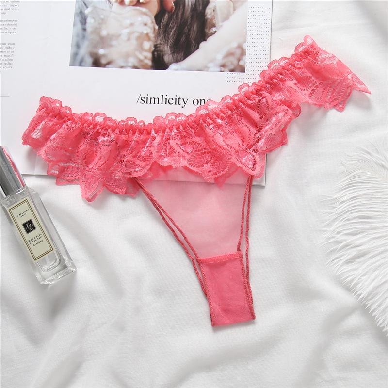 Lace Sexy Thongs Transparent Women's Underwear Cotton Crotch Hollow Out Traceless Panties Seamless Low Waist Seamless Briefs