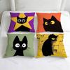 Cartoon DDrawing Black Cat Decorative Square Pillow Cover Soft  Comfortable Pillow Case Sofa Bed Home Decoration