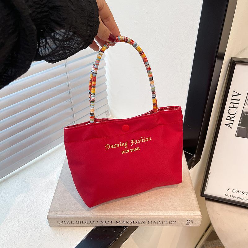 Large-capacity leisure trendy cloth bag commuting contrasting colors summer new versatile simple handbag