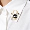 Character Brooch Pin for Women Gold Tone Alloy Girl Design with Black and White Enamel Style Detail for Jackets Scarves Bags and Daily Wear