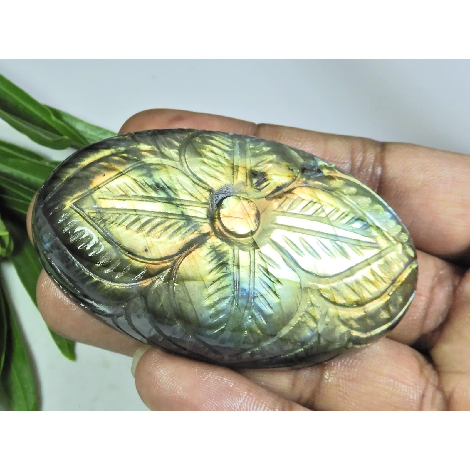 

31X69X21ММ Натуральный Золотистый Лабрадорит Резьба Груша Кабошон Свободный Драгоценный Камень LL-951