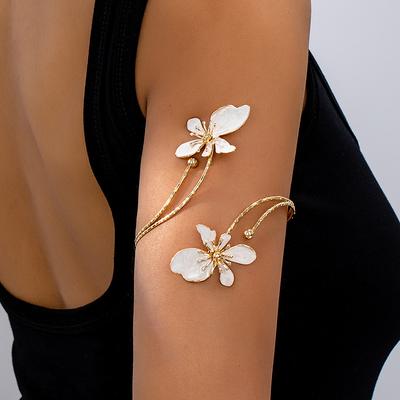 Brazalete Abierto con Encanto Floral Elegante y Sexy para Mujer Anillo de Brazo Abierto con Flor de Esmalte Vintage Artesanía Regalo
