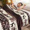 Soft Blanket for Beds Thin Coral Fleece Plaids for Sofa Single/Queen/King Blanket for Travel Reactive Printed Blanket Plaids