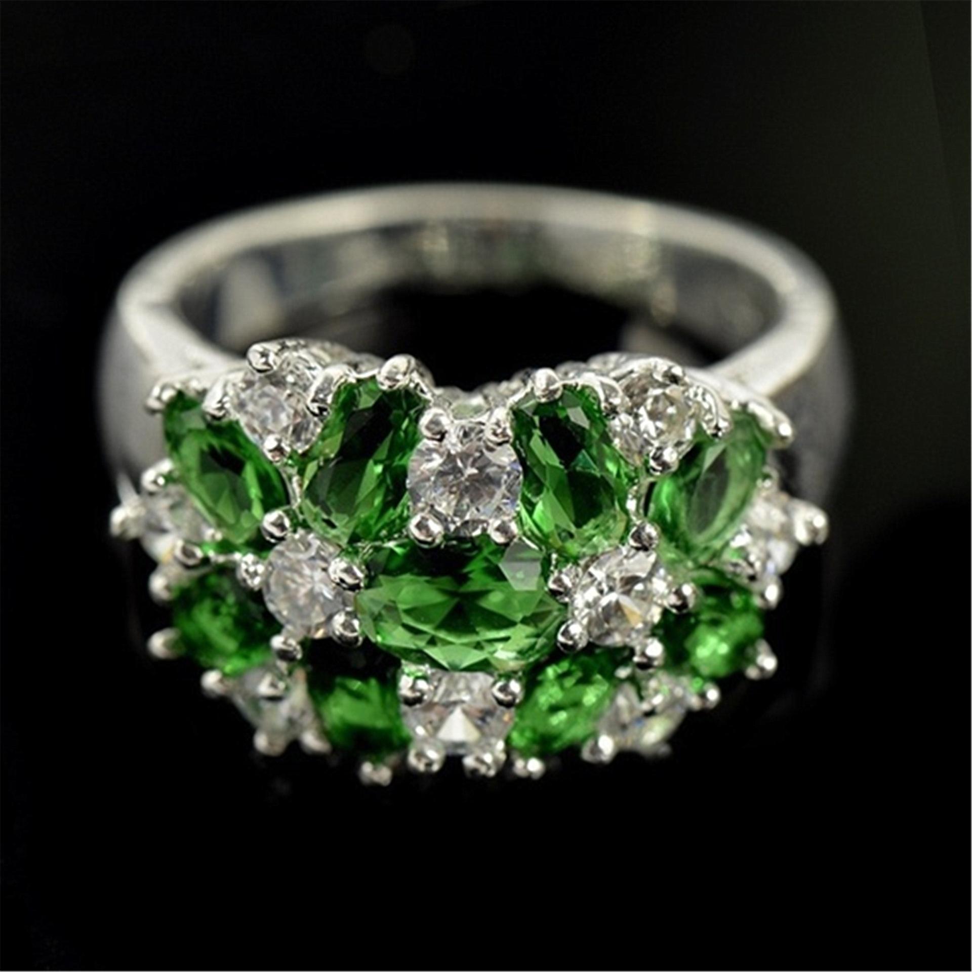 

2026 Inlaid Colored Diamond Ring, European and American Zircon Creative Blooming Flower Diamond Ring us size 10