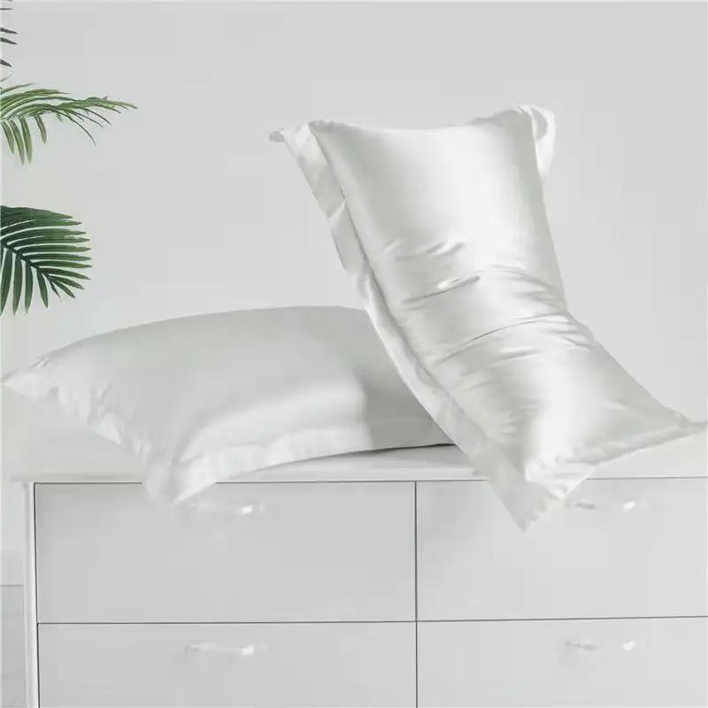 Pillowcase Silk Pillow Covers Silky Satin Hair Beauty Pillow case Comfortable Pillow Household Decoration wholeStandard/Queen 2PC