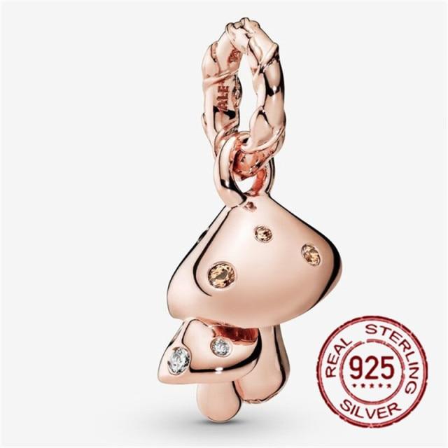 925 Sterling Silver   Autumn New Charm Flower Pink Series Charm Beads Fit Original Bracelets Women Jewelry