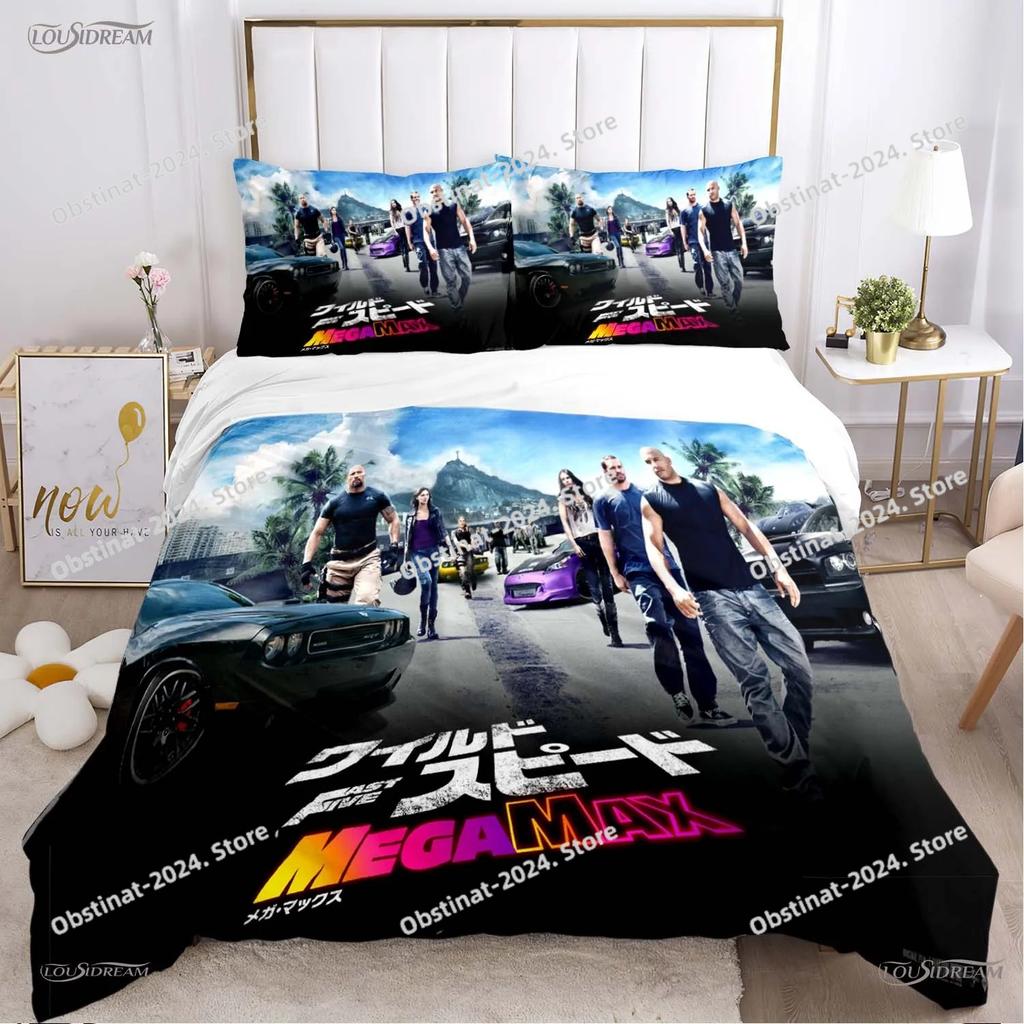 3D Fast Furious Car Enthusiast All Season Bedding Set Printed Duvet Cover Sheet Pillowcase Soft Quilt Cover Full Queen King Size