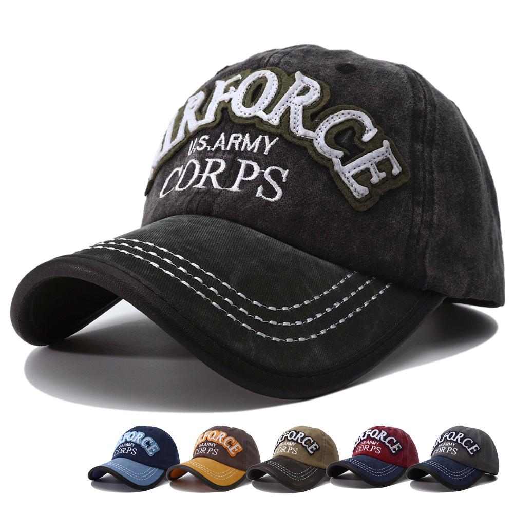 Trucker Dad Outdoor Casual Style Street Urban Hop Hip Hat Snapback Adjustable Cotton Washed Cap Baseball Vintage Stitching Embroidered U.S.Army Trendy