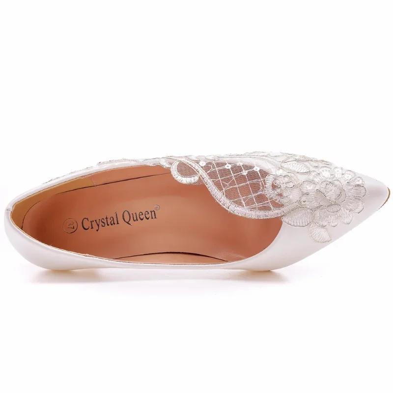 Fashion Wedding High Heels Shoes Bride White Shoes Woman Female Ankle Strap Pumps Women Dance Rhinestone Lace Party Shoe