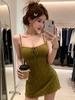 Chic Summer Spaghetti Strap Backless Lace-Up Mini Dress for Women