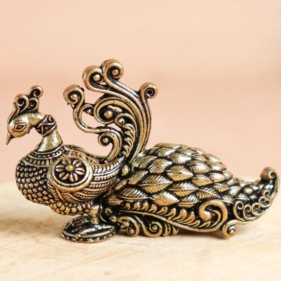 The Spiritual Living Brass Fine Crafted Small Peacock Decoration Items for Pooja Mandir Temple Mor Home Decor