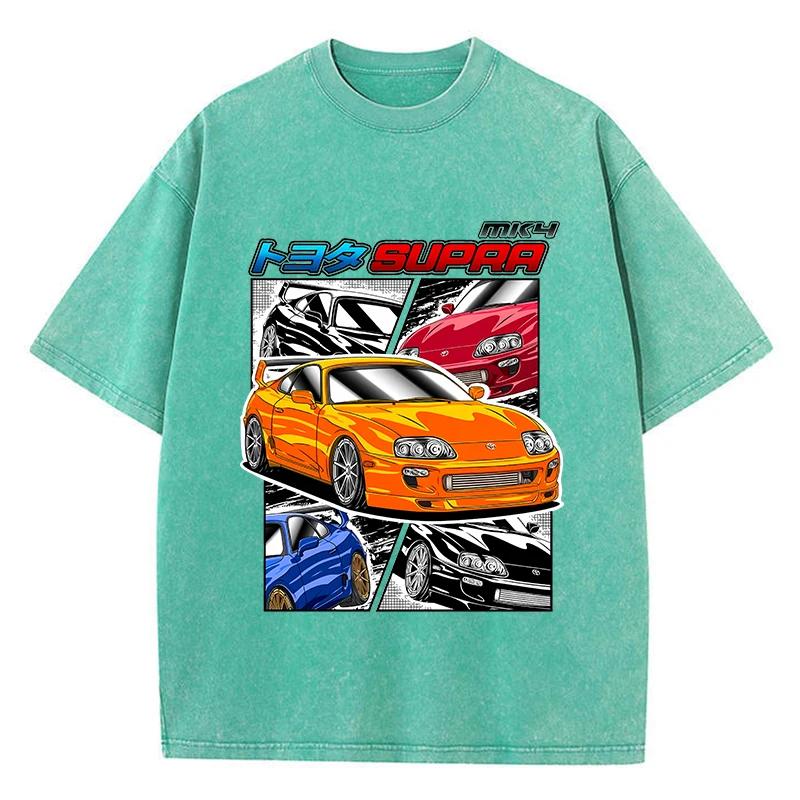 Tricouri Spălate Street Woman Imprimeu Comic Supra Racing Mânecă Scurtă Bumbac Confortabil Mărimi Mari Topuri Haine de Vară