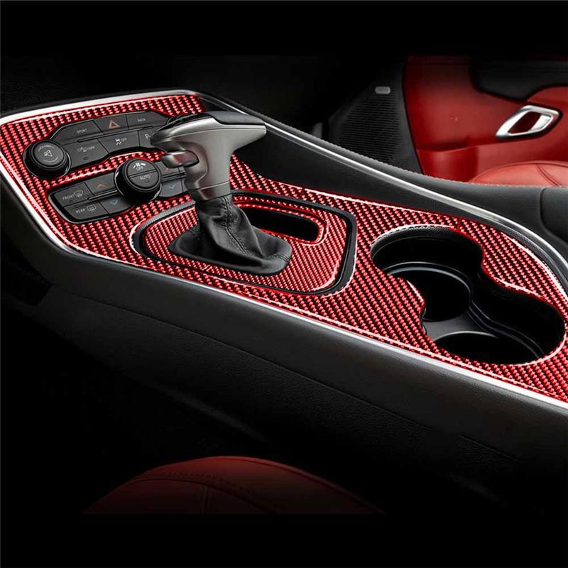 Carbon Fiber Car Gear Shift Panel Trim Cover Decoration Sticker For Dodge Challenger 2015-2020 Interior Accessories