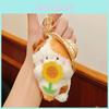 Garden Cat Plush Keychain With Straw Hat And Flower Holding Design For Cute Gift And Accessories