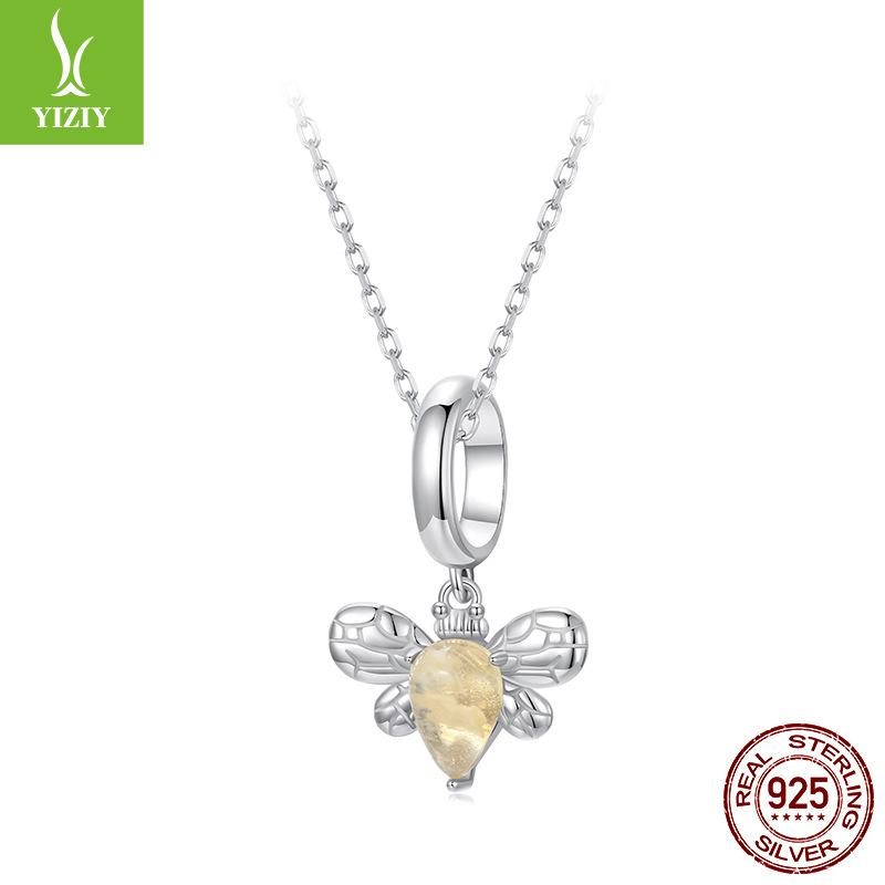 Design S925 Sterling Silver Platinum Plated Bee Pendant Diy Bracelet Jewelry Accessories