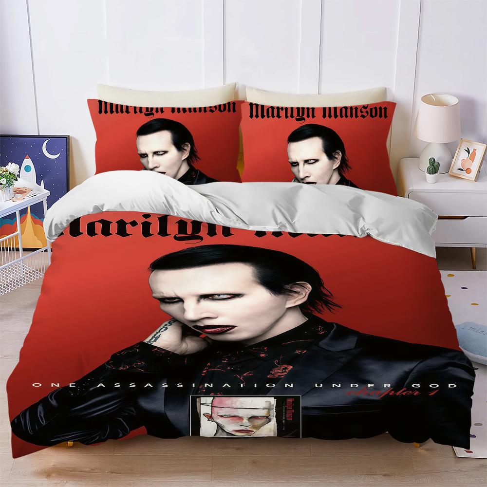 M-Marilyn Singer M-Manson OAUG Bettwäsche-Set Weichgewaschenes Bett 3-teilig Sommer Bequem Studentenwohnheim Zuhause Babybettwäsche Beste