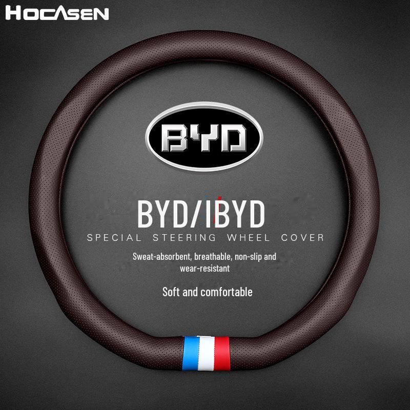 Leather Steering Wheel Cover for BYD Song Pro, Song MAX, Tang, Qin Pro, Han, Yuan, Song PLUS Models