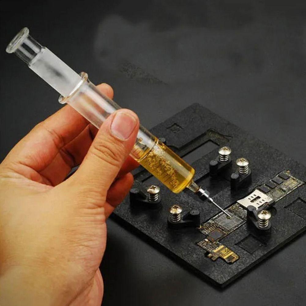 10PCS Glass Syringes for Liquid 1ML 5ML 10ML Transparent Measuring Syringe Tools Metal Needle Oil Soldering Flux Syringe Tool