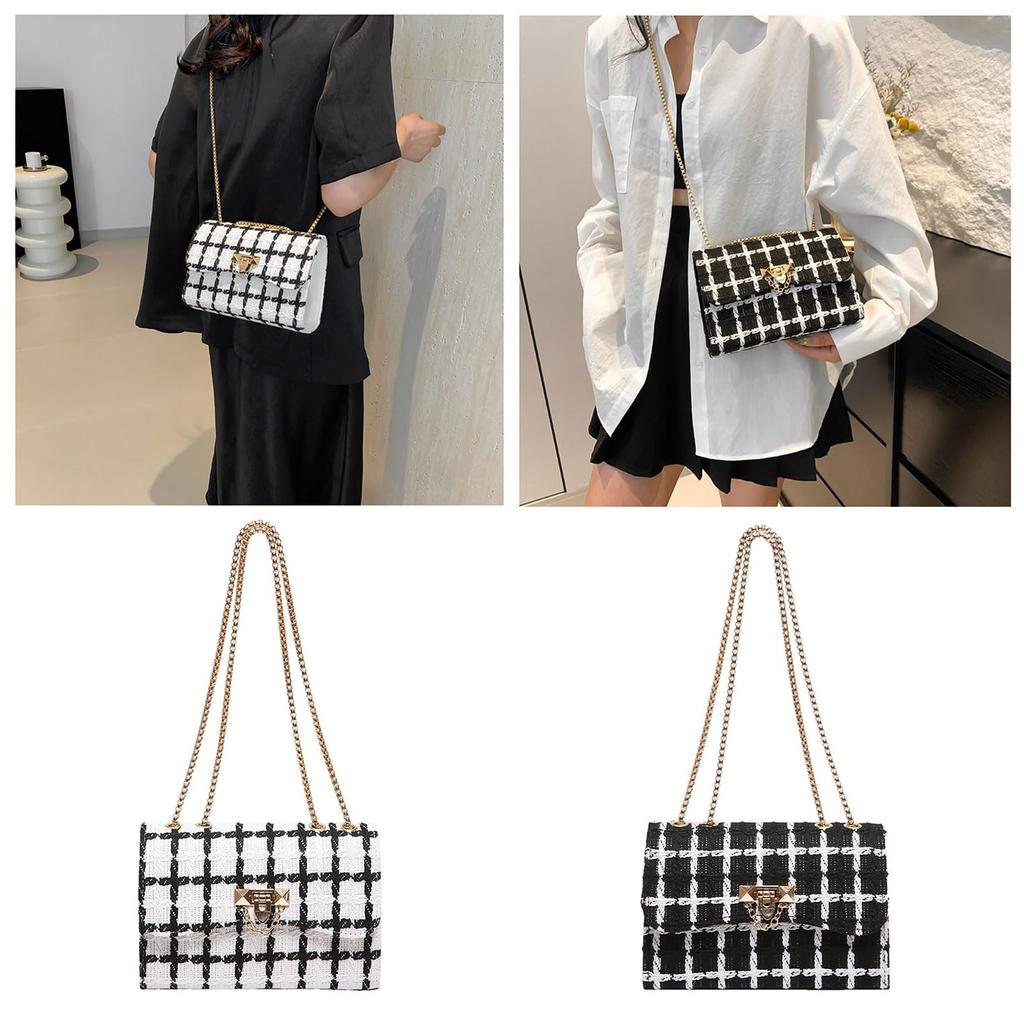 Mini Shoulder Bag Tweed Gold Chain Crossbody Casual Adult Compact Stylish Bag Party 4 Colors Bag Bag Sub Bag Look Small Small Travel White Black Color