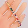 Gold Plated Rainbow Baguette CZ Tennis Bracelet – Luxury Colorful Gemstone Jewelry, Sparkle Gift for Women