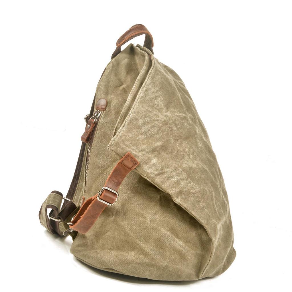 Herren Retro Militärstil Wasserdichter Canvas Rucksack, Großes Fassungsvermögen für Outdoor-Reisen und Bergsteigen