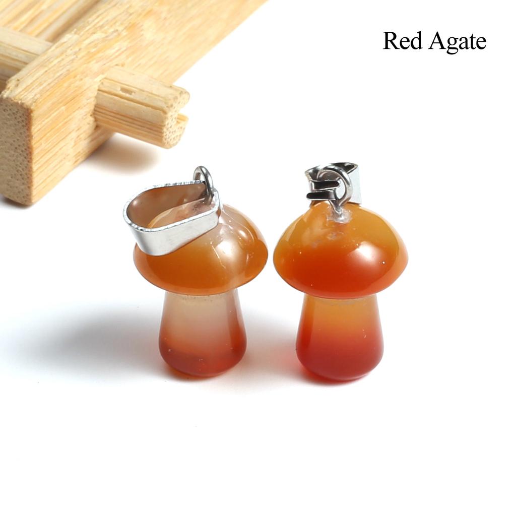 2 Stück, Handgefertigter Anhänger in Pilzform mit Edelstein, Reiki-Heilkristall Quarz Achat Jade Naturstein Anhänger Charms für Schmuckherstellung DIY 1,2×1,6cm
