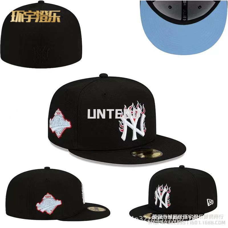 New baseball cap with a deep, hard crown, fully embroidered, closed front, white socks team flat-brimmed cap