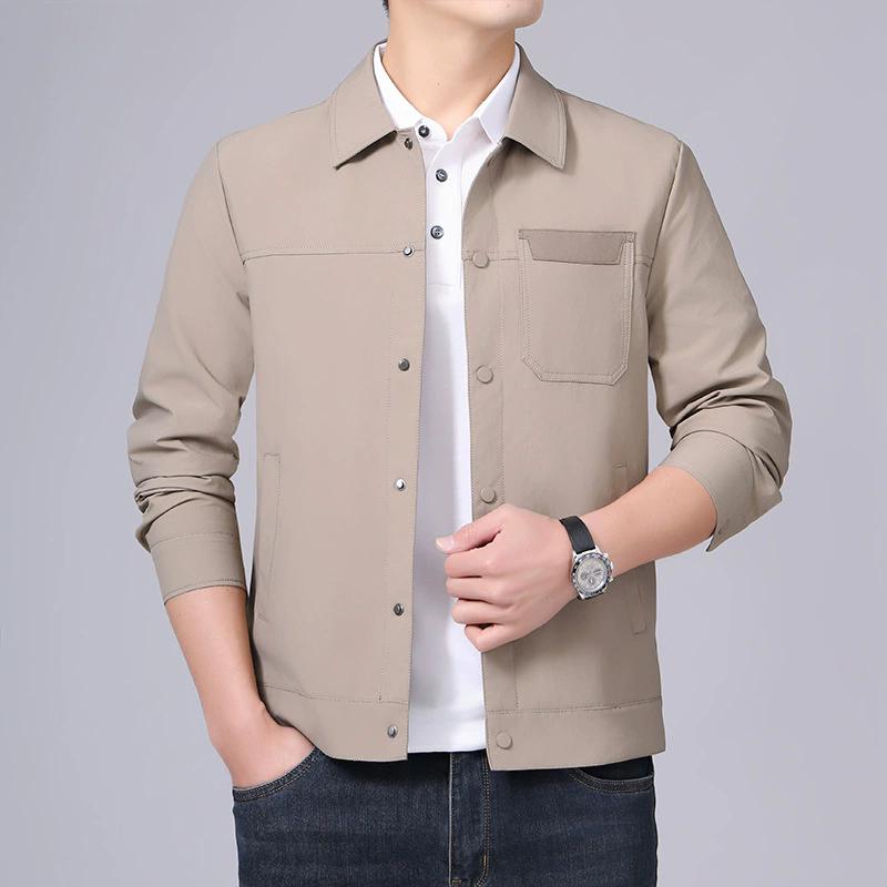 Men s Business Casual Jacket Waterproof Anti Wrinkle Collared Coat Men s Lightweight Solid Color Jackets 3XL хаки