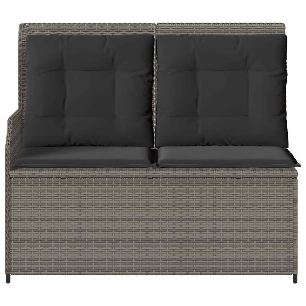 Vidaxl Banco de Jardín Plegable con Cojines, Gris, Ratán Sintético