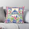Trellis Chinoiserie Pagodas Birds Square Pillowcase Polyester Linen Velvet Pattern Zip Decor Bed Cushion Cover