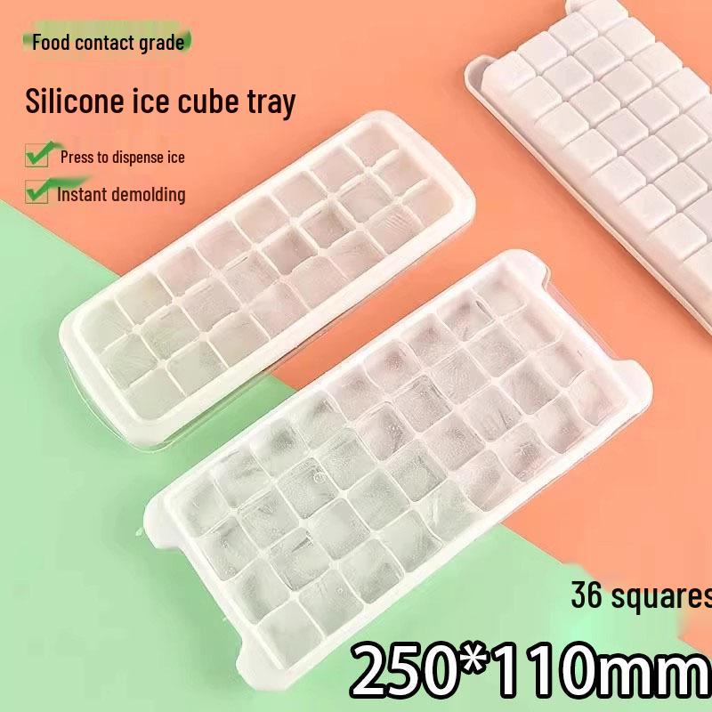 Silicone Ice Cube Tray with Lid, Food-Grade Storage Box for Homemade Ice Pellets
