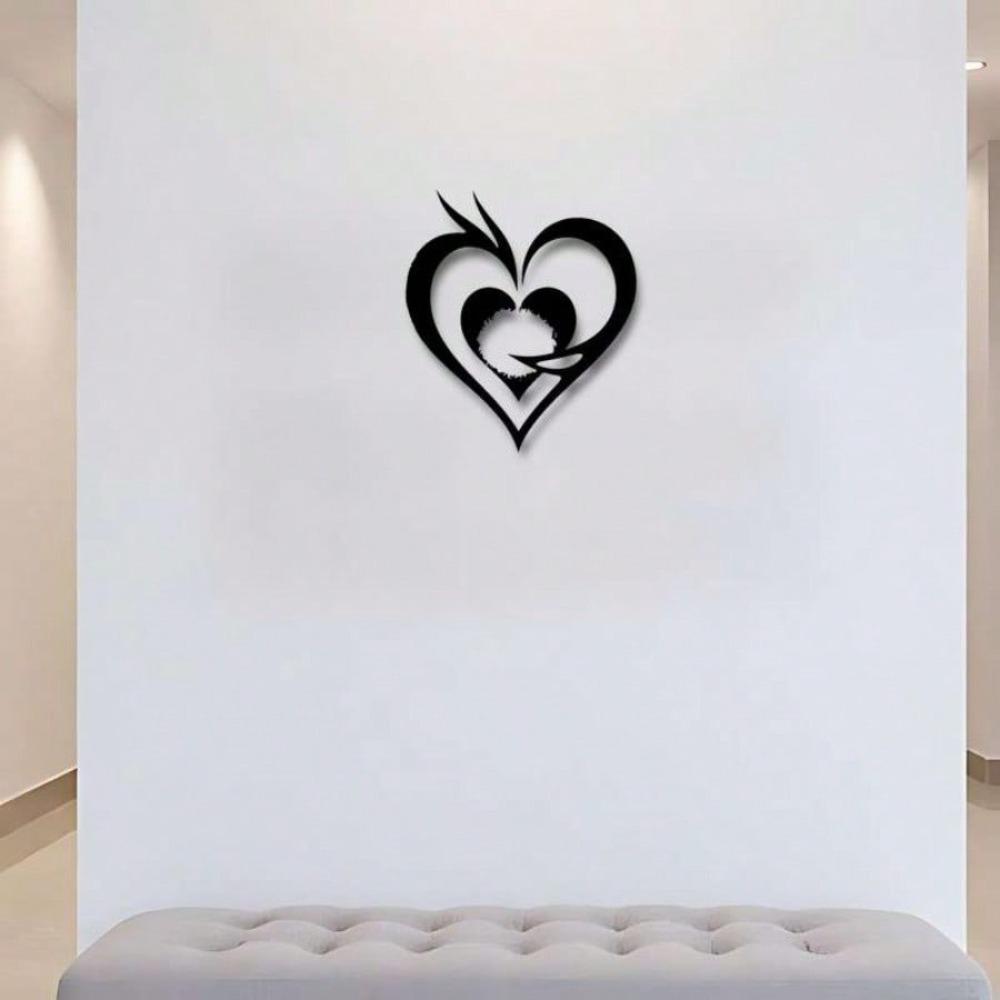 Wrought Iron Heart Wall Decor Metal Art Horizontal Valentine Wedding Gift Indoor Outdoor Hanging Bedroom Living Room