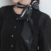 Line Silk Twilly Scarf (SC008_whiteblack)