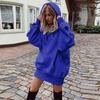 Abito invernale da donna Tendenza moda Donna Colore solido Ampio Manica lunga Ispessito Abito con cappuccio